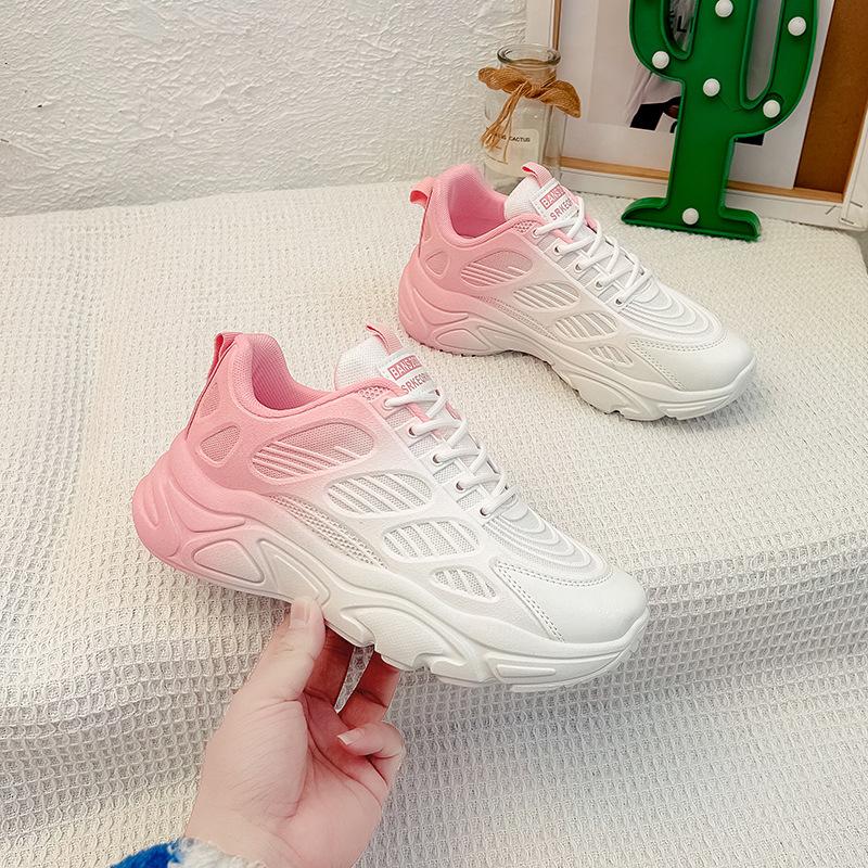 Новые весенние туфли для папы на толстой подошве, женская корейская версия, повседневная женская обувь с круглым носком и градиентом, студенческая спортивная обувь