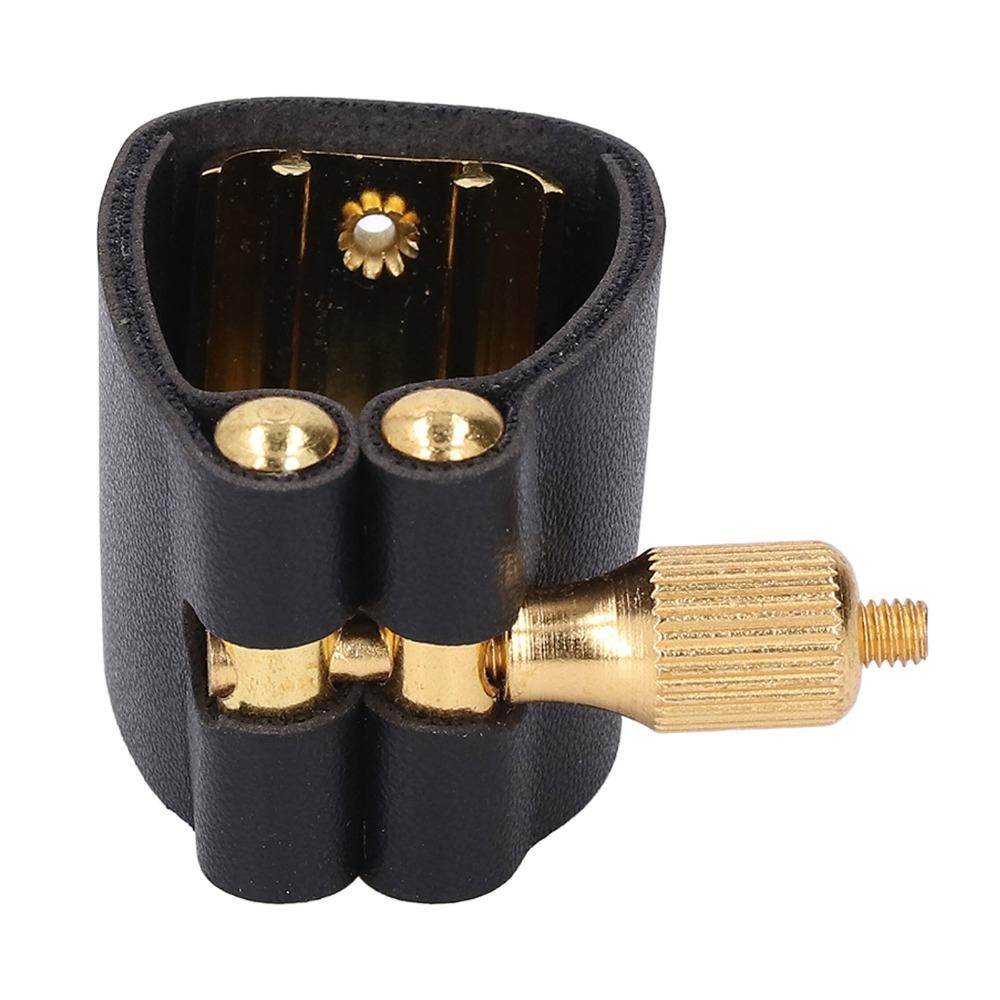 Leather And Metal Sax Mouthpiece Ligature Black Color Saxophone Ligature Strap For Alto Saxophone