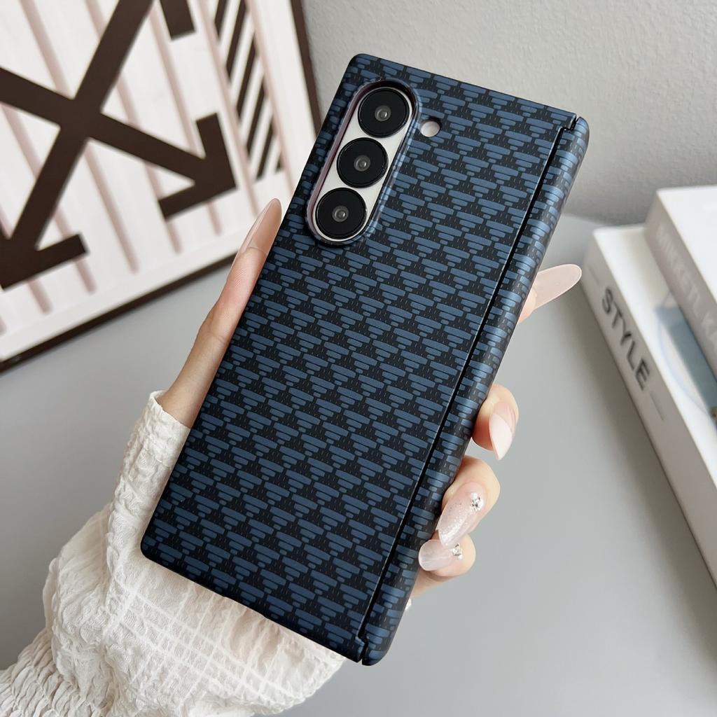 Suitable for Samsung Zfold7 6 5 Folding Mobile Phone Case Style Simple Business Carbon Fiber Pattern Magnetic Shaft Case