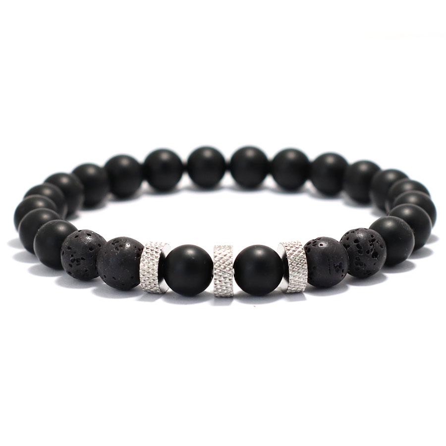 Stylish Men Bracelet 8mm Natural Volcanic Blue Howlite Tiger Eye Stone Beaded Braclet Retro String Braslet Casual Accessories