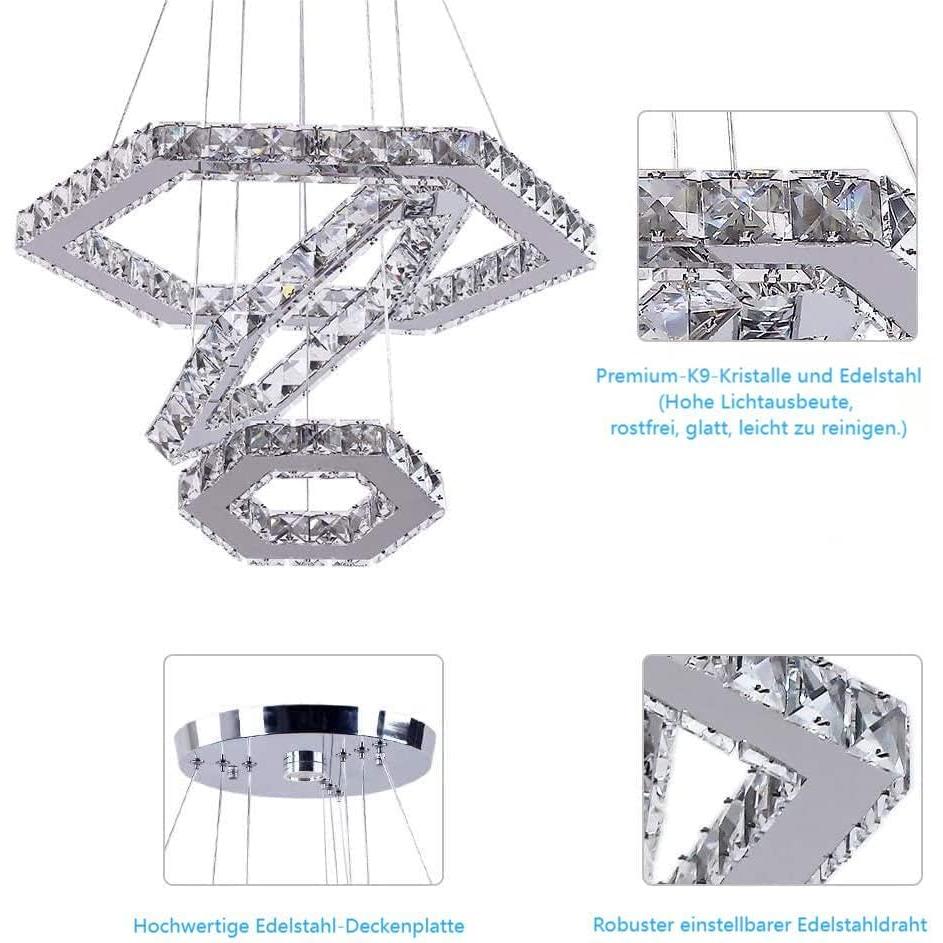 Modern LED K9 Crystal Chandelier Long Shape Decorative Pendant Lights Kitchen Lighting Modern Chandelier Luxury for Home