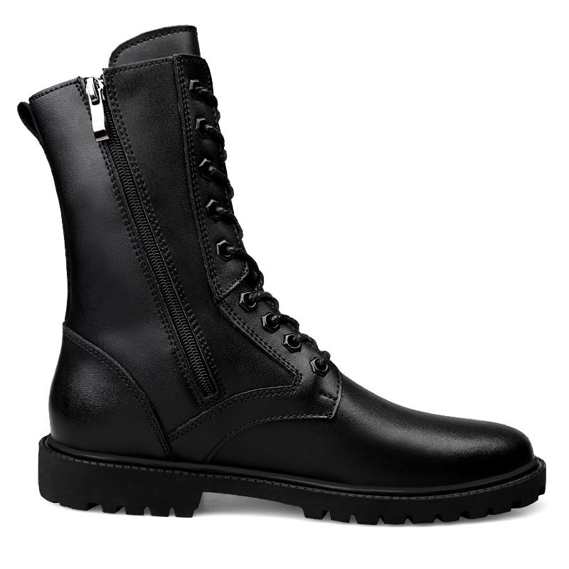 Зимние ботинки US Combat Boots TrendBoots Plus Velvet Men Boots Натуральная кожа Зимние ботинки Ботинки с боковой молнией Мотоциклетные ботинки Высокие