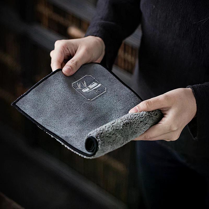 Водопоглощающее чайное полотенце, чайная ткань, утолщенная скатерть для журнального стола, чайная посуда в стиле дзен, полотенце, хлопчатобумажная льняная тряпка, аксессуары для чайного стола