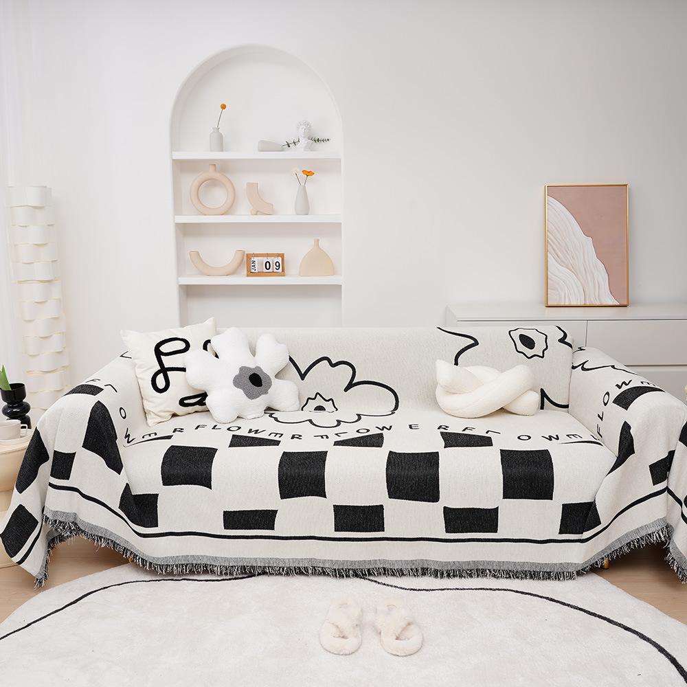 Чехол для дивана из синели, полотенце, универсальный нескользящий чехол для дивана на четыре сезона, не царапающая подушка, тканевый чехол с мультяшным принтом