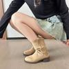 New Maillard Fashion Boots Autumn Vintage Suede Martin Boots Small Skinny Pleated Pile Boots