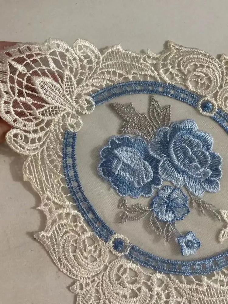 Кружево вышитое винтажное кружево чехол для подставки под прибор полотенце коврик для чайного столика декоративный орнамент скатерть флаг