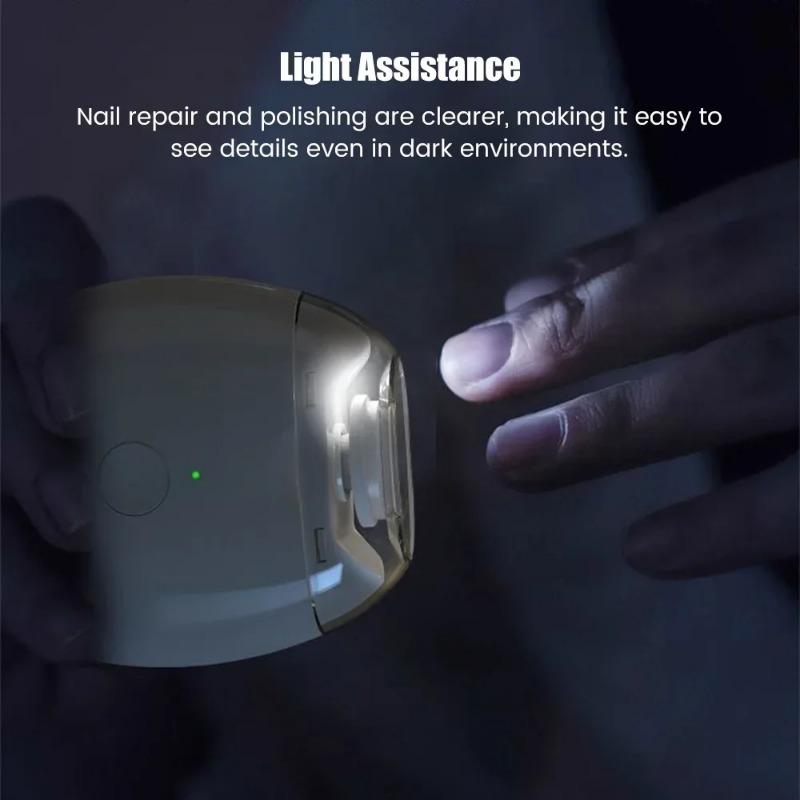 2 в 1 электрическая машинка для стрижки ногтей со светодиодной подсветкой, автоматическая шлифовальная машинка для ногтей, триммер для детей и взрослых, мини-маникюрные инструменты для ухода за ногтями