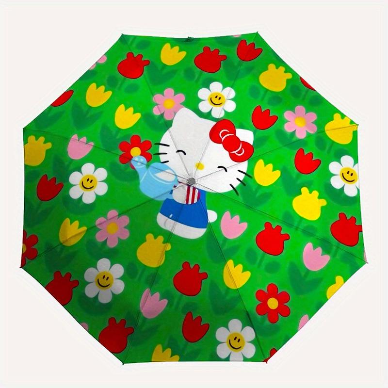 1pc Hello Kitty Flower Garden Umbrella with Plastic Handle,Suitable for All Seasons Home Travel Outdoor UmbrellaSanlio696