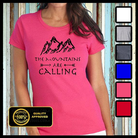 The Mountains Are Calling I Must Go Tshirt, Hiking Climbing T-shirt