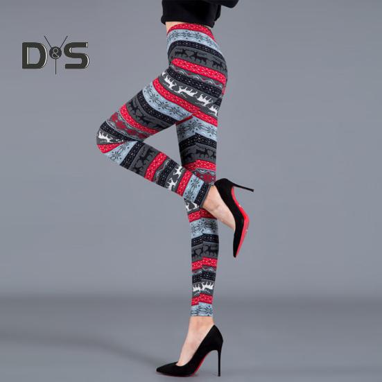 Autumn Winter Women Pants Snowflake Elk Print High Waist Tummy Control Soft Elastic Thermal Skinny Butt Lifted Yoga Trousers Lady Leggings