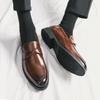 Fashion Men Business Leather Loafers Shoes Men Pointed Elegant Social Leather Formal Shoes Quality Hand Sewn Thread Office Wedding Shoes