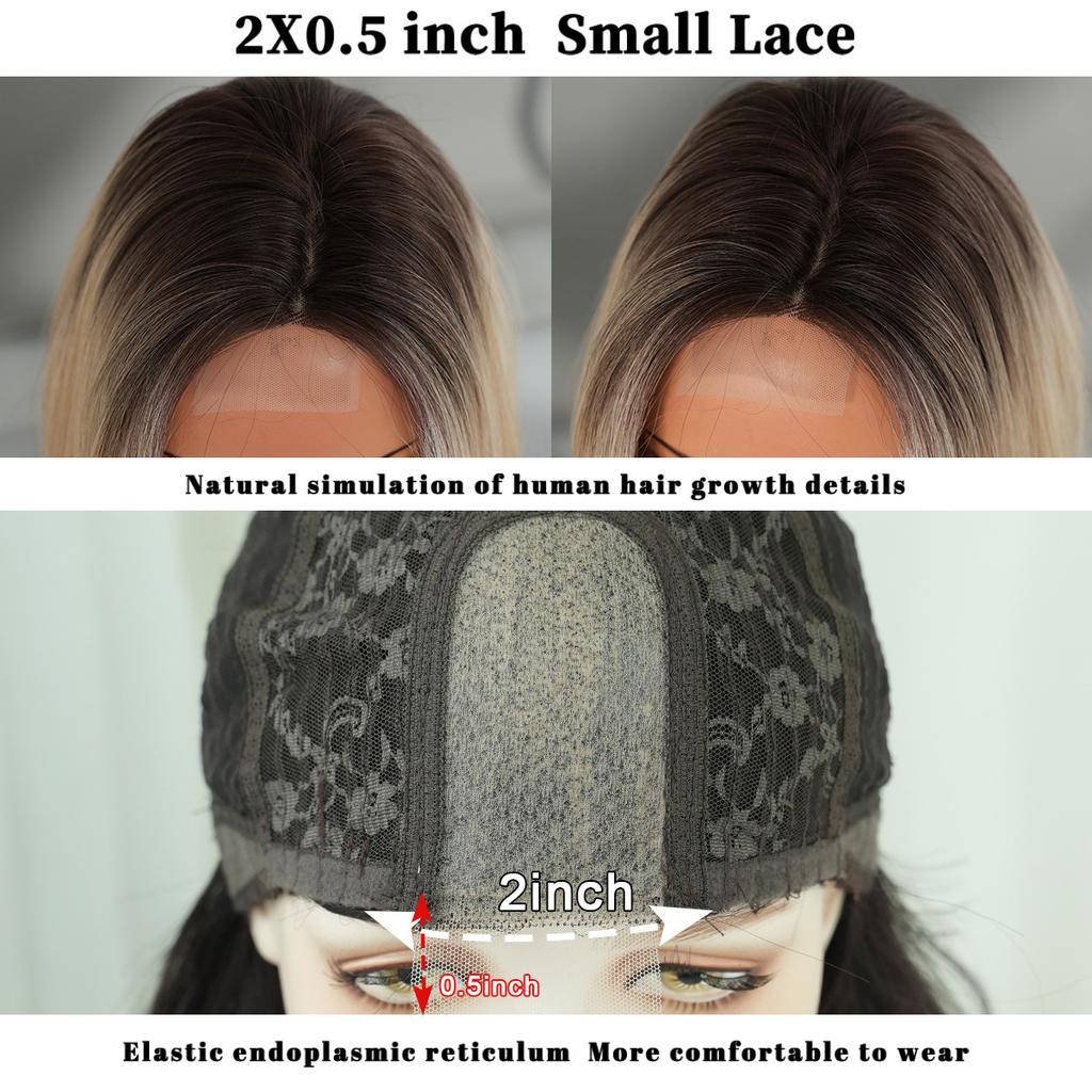 Gradient Blonde Small Lace Wig for Women - Bob Cut Shoulder Length Short Straight Hair, Quick Beauty Full Cap, Lightweight Style Wig