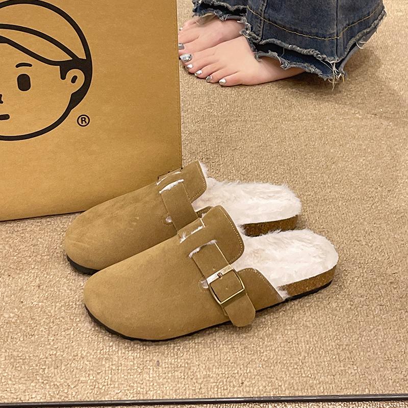 Женские тапочки-сабо, классические тапочки из пробки, нескользящие туфли из пробки для улицы, женские с поддержкой свода стопы, плюшевые домашние тапочки для женщин