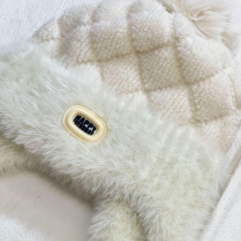 Плюшевая детская шапка-бини с защитой ушей и ушными клапанами, шапка-боннет, модная зимняя вязаная шапка