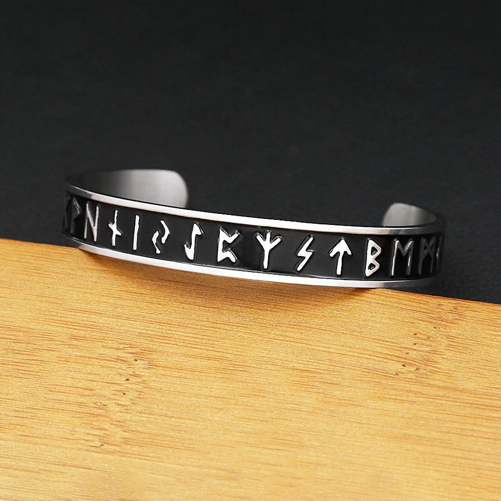 Винтажный браслет в скандинавском стиле с рунами викингов, простой, для мужчин и женщин, из нержавеющей стали 316L, браслет-манжета, амулет, ювелирное украшение, подарок.