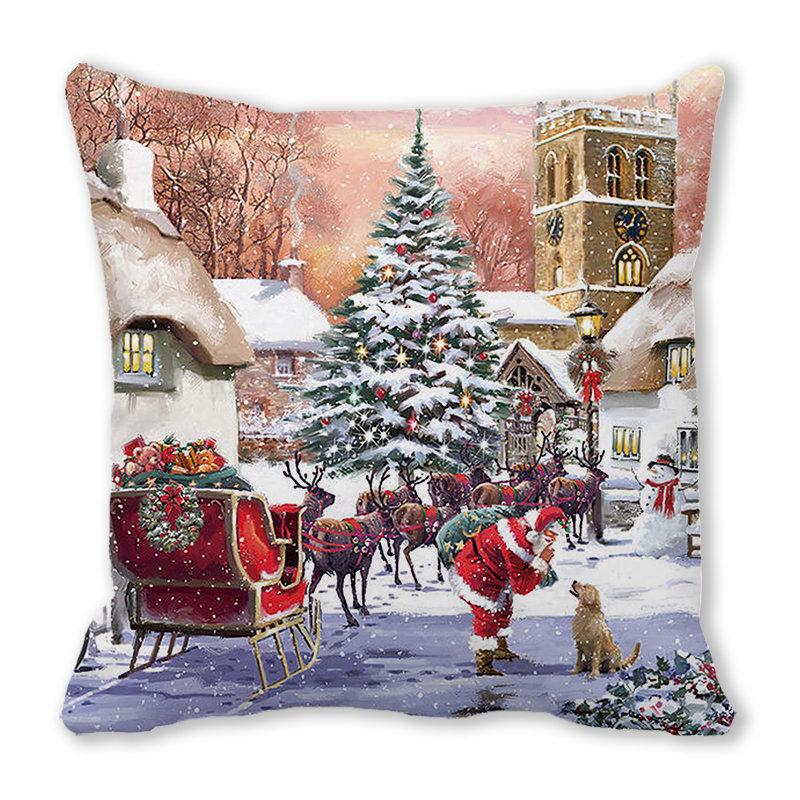 Новый год с Рождеством Санта-Клаус с принтом наволочка для украшения дома квадратная наволочка 45x45 см