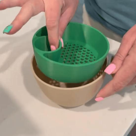 3D Printed Nut Seeds Bowl Snack Storage Container Double Dish with Shell Compartment Pistachios Cherries Fruits Candy Serving Bowl