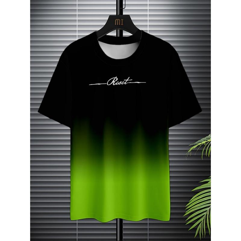 Летний топ с круглым вырезом и 3D-печатью с градиентными буквами, модные повседневные футболки с короткими рукавами для мужчин