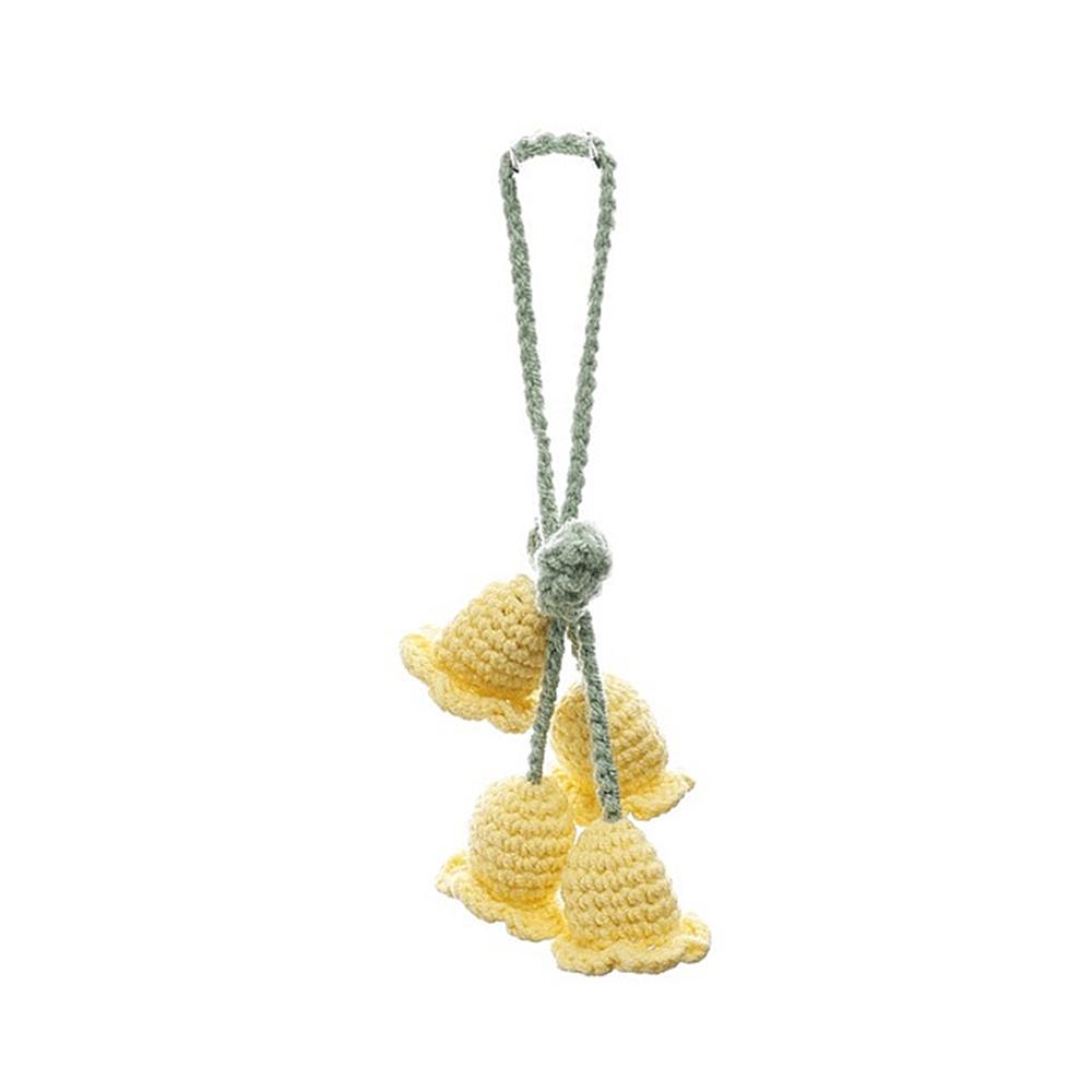Lovely Handmade Knitted Bell Orchid Keychain for Women Girls Romantic Flower Pendant Handbag Ornament Car Accessories Gifts