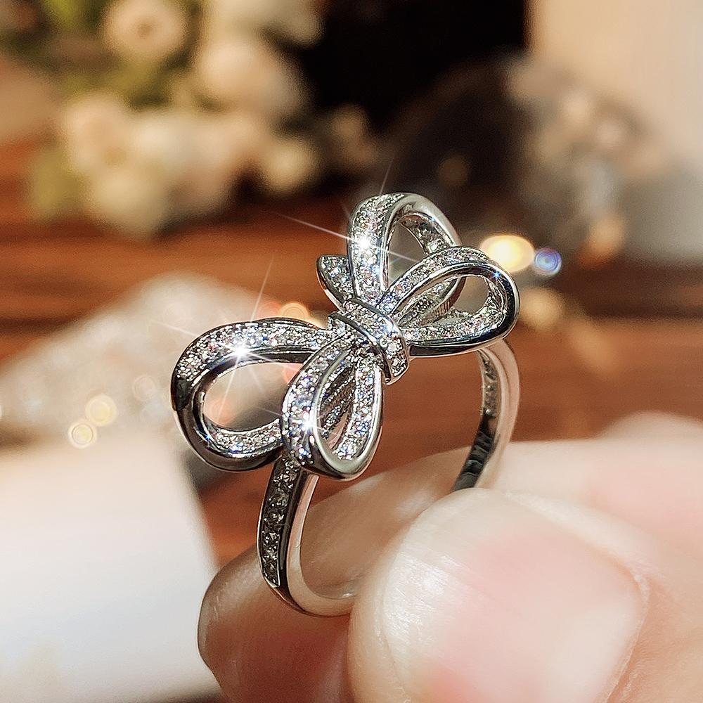Новинка 2022 года, новые кольца с бантом для женщин, ослепительные модные роскошные женские аксессуары с фианитом на палец, обручальные кольца, ювелирные изделия