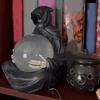 Смолы Скульптура Бога Смерти Хрустальный Шар Хэллоуин Декор Светодиодная Подсветка С Летучими Мышами Для Домашней Вечеринки Коллекционный Подарок