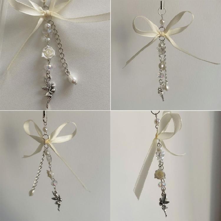 Кулон Ангел с цветком Брелок Сладкий бантик Шарм для телефона Ремешок для телефона Шнурок Бусина
