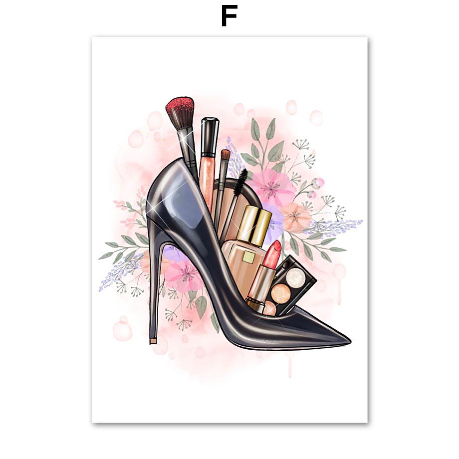 Макияж, красота, ногти, настенный художественный принт, брови, губы, помада, ресницы, холст, картина, скандинавский постер, бар, модная вечеринка, домашний декор