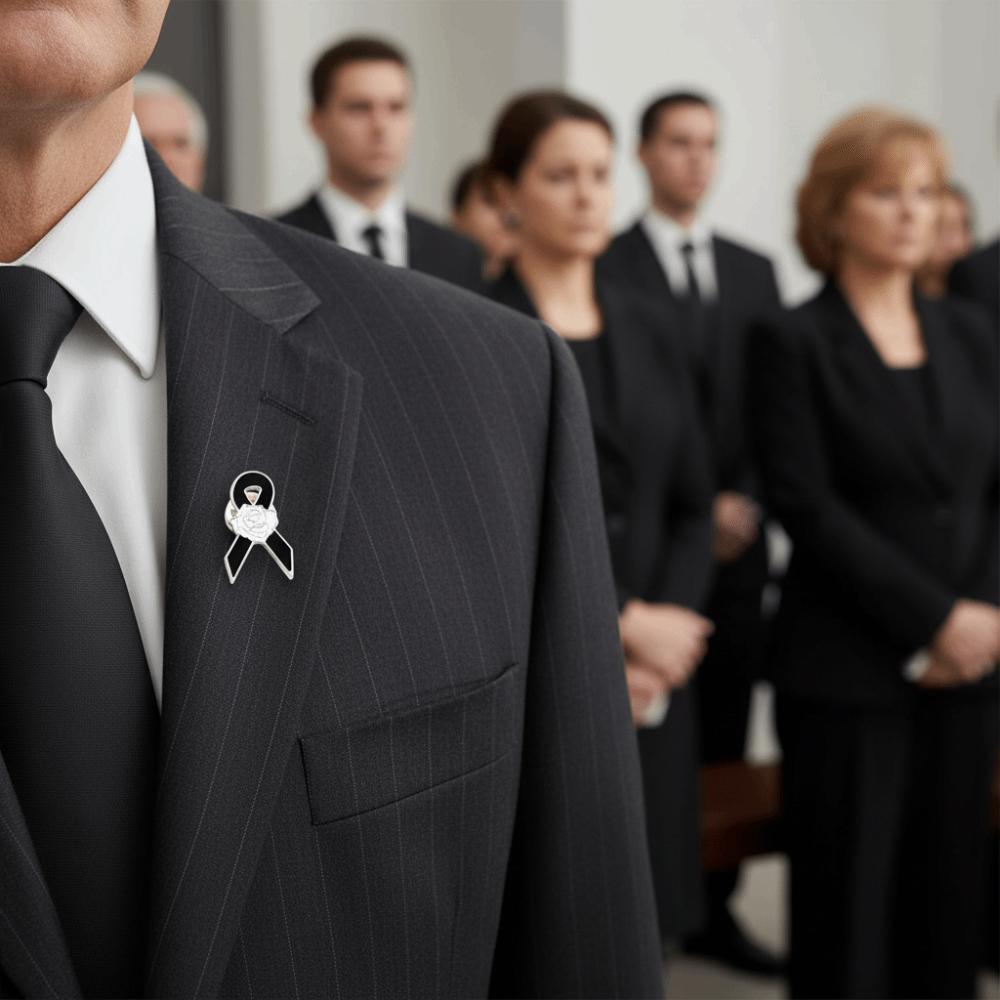 Awareness Funeral Ribbon Badge Brooch White Funerals Memorial Pin Mourning Badge Brooch  Women Men