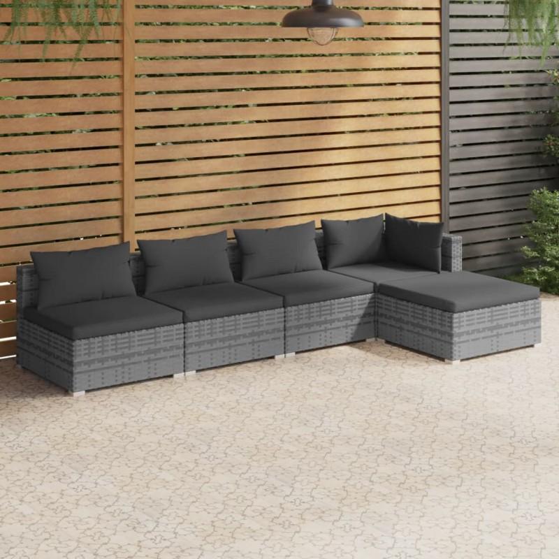 Day and Night - Day and Night 5-piece Garden Furniture Set and Gray Synthetic Rattan Cushions