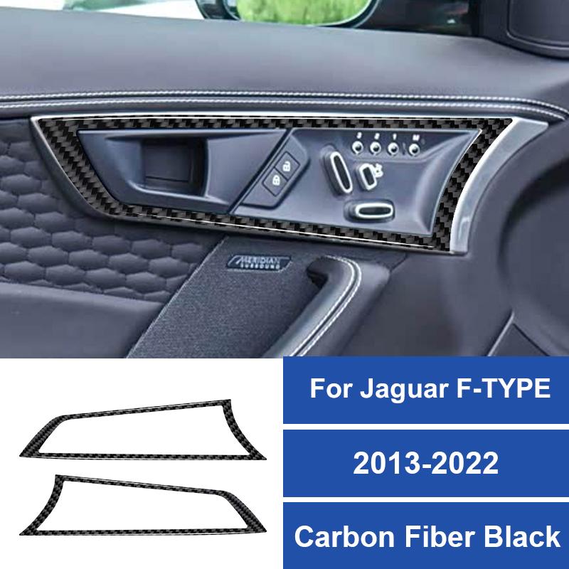 2PCS/SET Real Carbon Fiber Car Inner Door Handle Frame Decorative Sticker For Jaguar F-Type 2013-2022 Car Interior Accessories