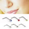 60Pcs/Set Stainless Steel Cz  L Shape Nose Ring Body Piercing Stud