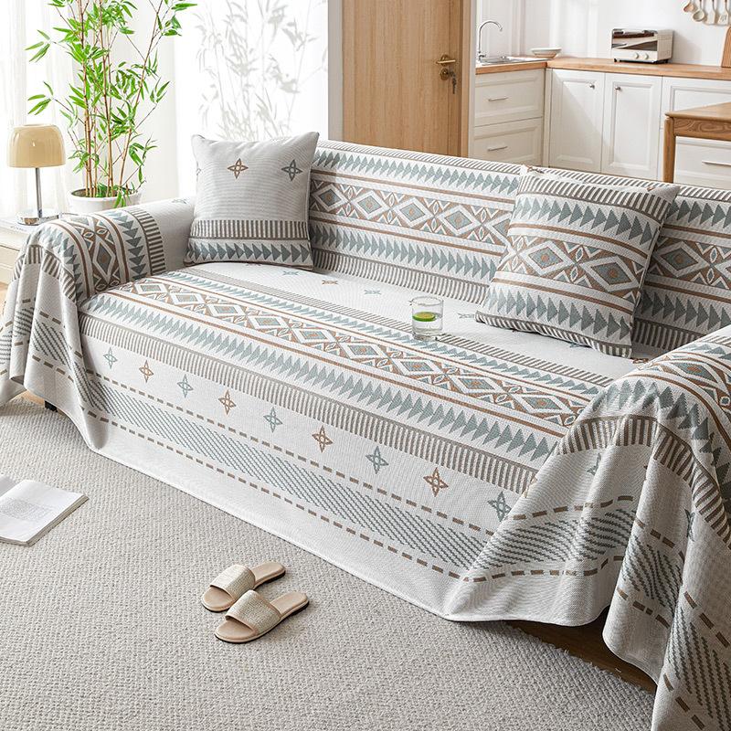 Cool Ice Silk Sofa Cover Towel Full Covered Anti-Slip Sofa Cover Bohemian Sofa Cushion