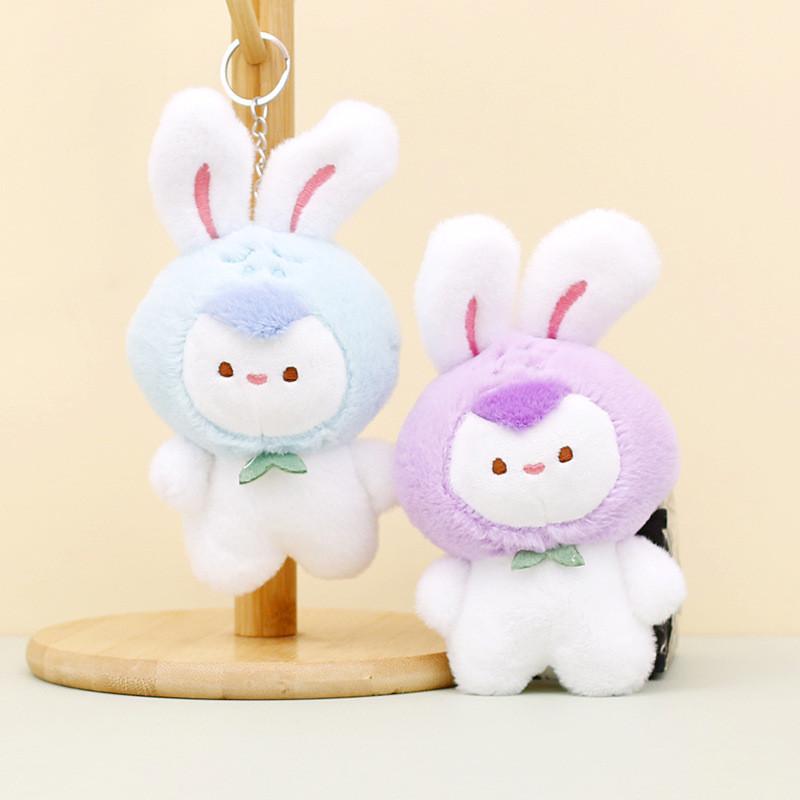 Adorable Cartoon Bunny Plush Keychain Colorful Stuffed Rabbit Bag Charm Gift