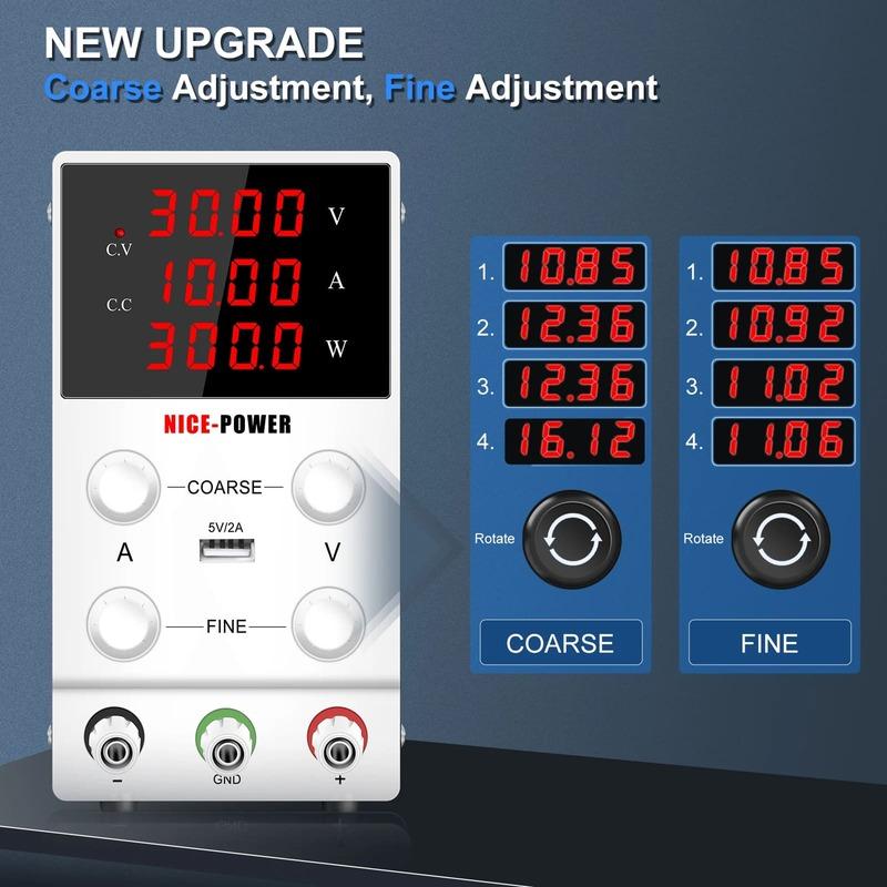 2025 Новый EU PLUG LCD Регулируемый лабораторный источник питания постоянного тока 30 В 10 А 5 А 60 В 120 В Импульсный регулируемый источник питания Лабораторный стабилизатор напряжения
