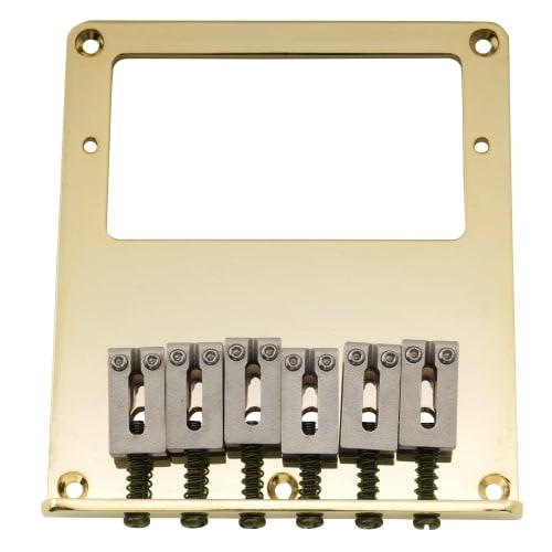 Musiclily Pro Humbucker Telecaster Bridge, 6-Way with Stainless Steel Saddles, Gold