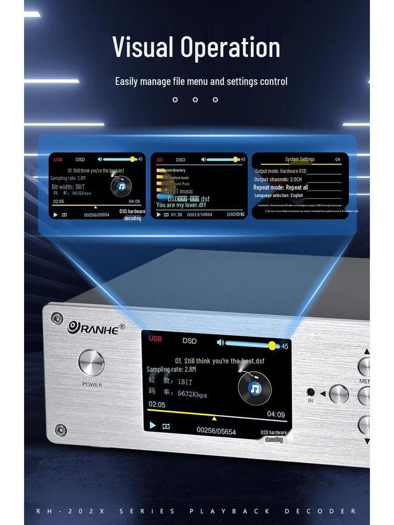 Беспроводной HiFi Bluetooth 5.1 музыкальный плеер DSD без потерь с USB и проигрывателем винила, декодирование DTS Dolby AC3.