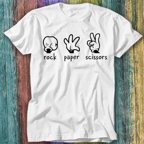 Rock Paper Scissors Hand Game T Shirt Top Tee 437