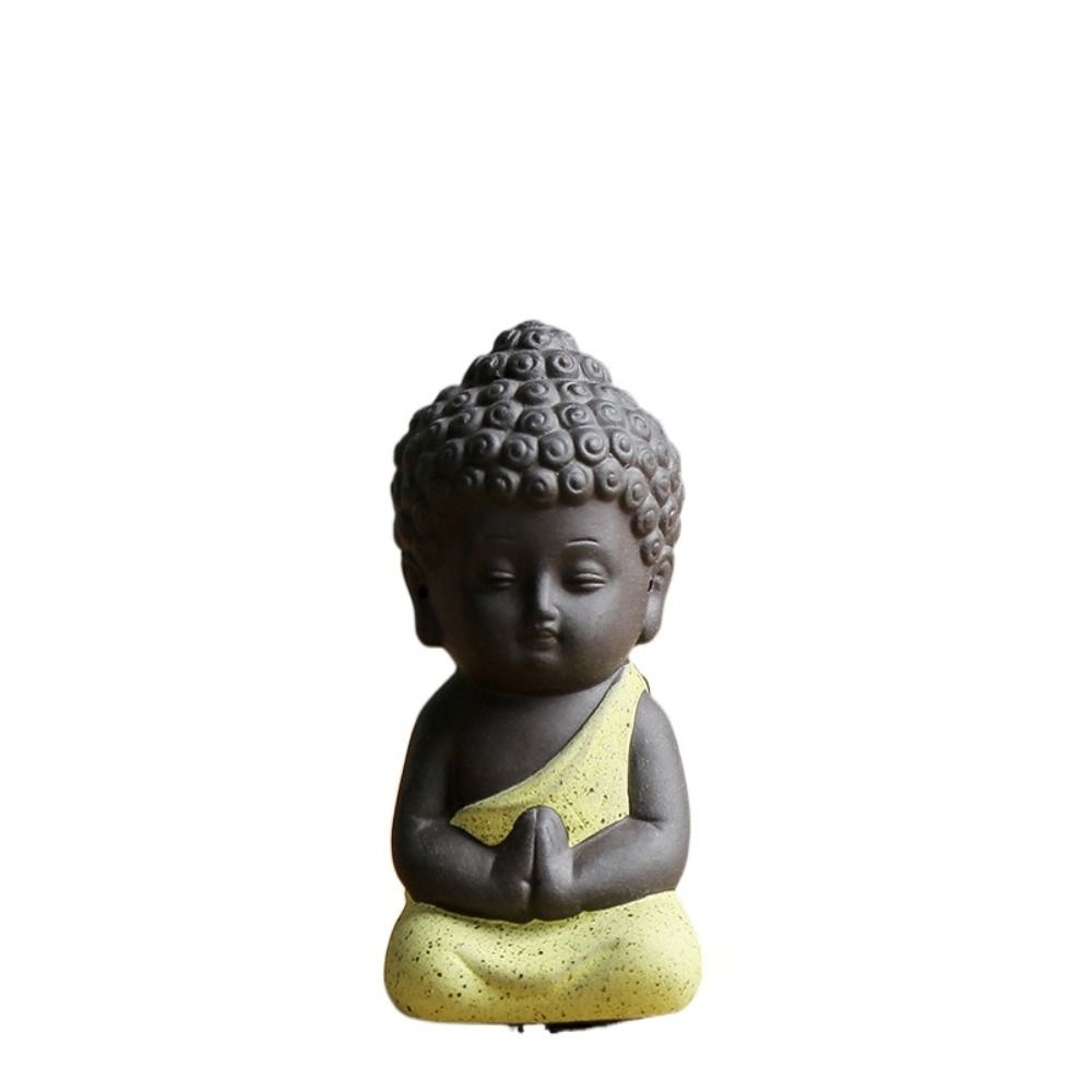 Chinese Style Buddha Statue Cute Sitting Statues Garden Accessories Mini Monk Figurines Tea Play