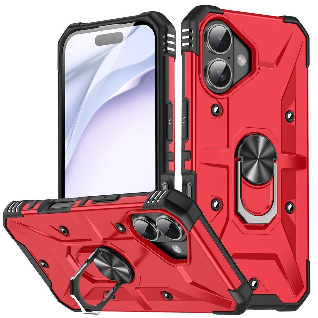 Для iPhone 17 Чехол ПК+ТПУ Противоударный Чехол для Телефона с Кольцом-Подставкой