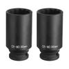 Uxcell 2pcs Deep Impact Inch 30mm Metric Chrome Molybdenum Alloy Steel Spindle Axle Nut Impact Socket 6-Point Socket, 1/2 Drive,
