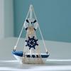 Mediterranean Wooden Sailboat Model with Cotton Rope Net - Mini Desktop Ornament & Photo Prop