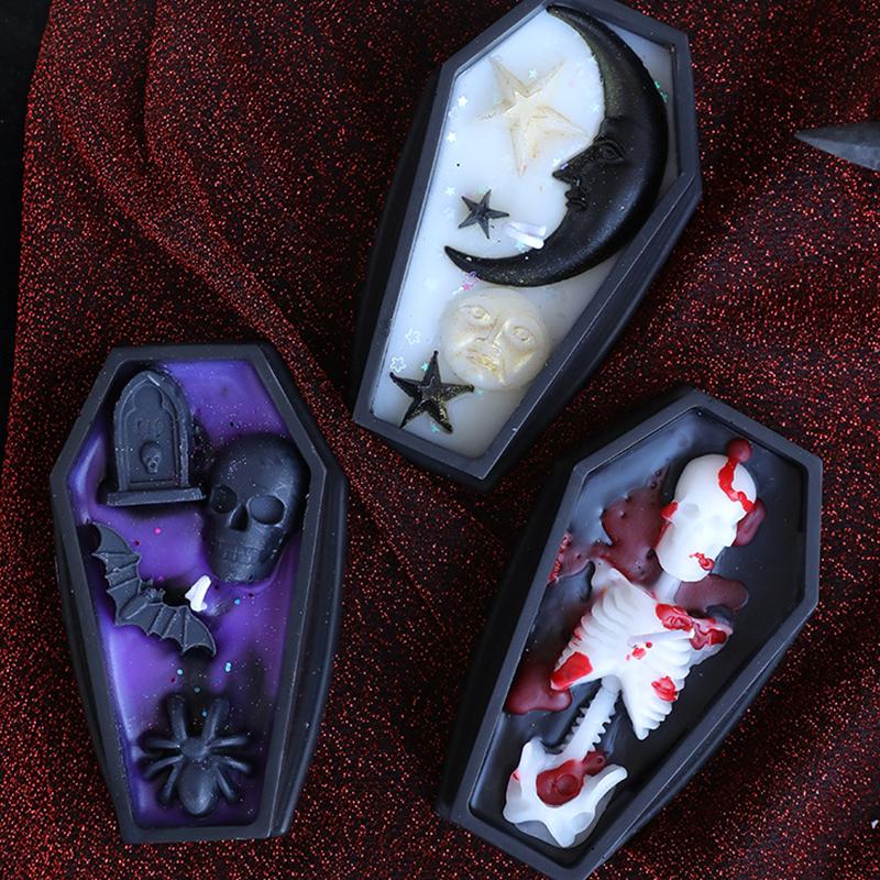 1PC Soybean Wax Blend Horror Gifts Aromatherapy Candles Party Black Table Decoration Skull Candle Halloween 3 Styles