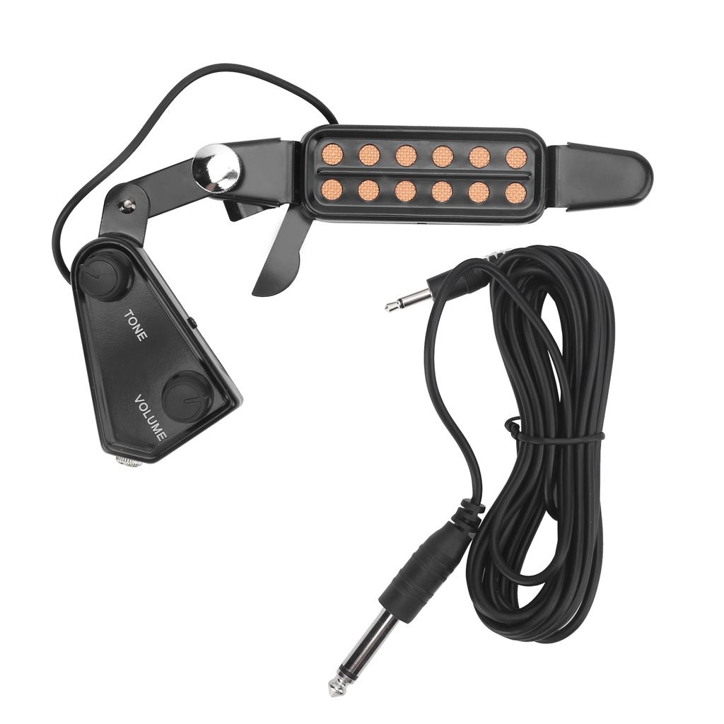 Guitar Pickup 12 SoundHole Electric Transducer with Tone Volume Control for Ukulele