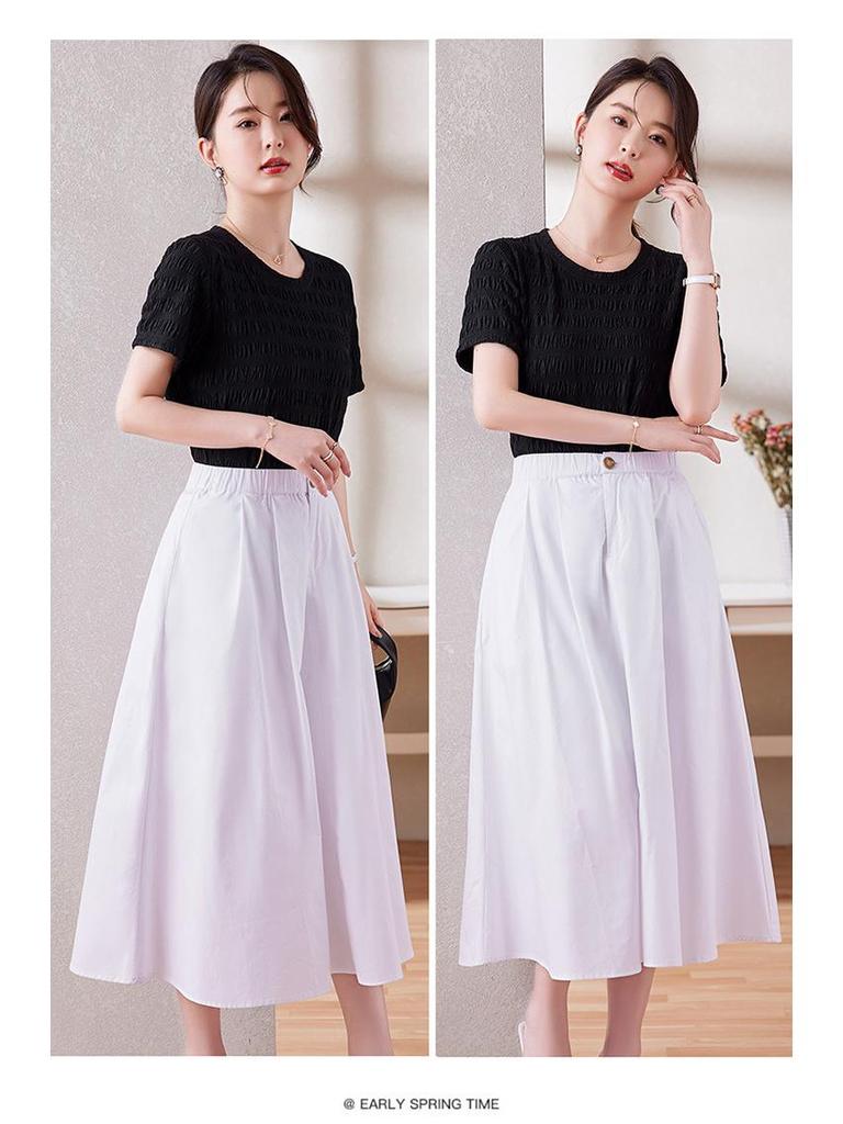 Women's Pure Cotton Floral A-Line Skirt with Elastic Waist - Stylish Summer Meat-Covering Design