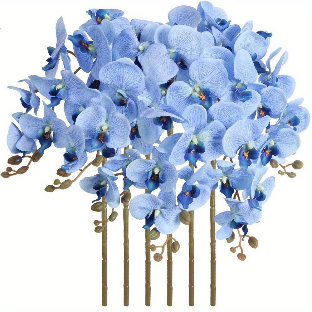 6 PCS Real Look Long Stem Artificial Flowers Faux Orchid Velvet Orchids 97cm Orchids Artificial Flowers for Tall Vase for Home Wedding Decoration