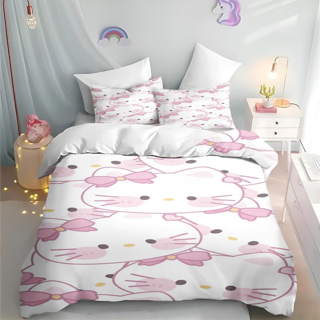 MINISO Hello Kitty Пододеяльник Мультяшный Аниме Принт Комплект Постельного Белья Детская Наволочка С Принтом Постельное Белье Домашняя Мода Мальчики Девочки