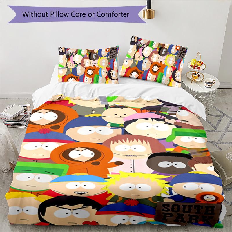 South Park 3pcs Bedding Set Duvet Cover Closure Includes 1 Duvet Cover & 2 Pillowcases for All Seasons Bedroom Home Dorm Decor