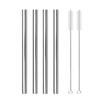 4 шт. разноцветных 12 мм многоразовых металлических трубочек Boba с 2 кисточками 304 нержавеющая сталь трубочки набор для бара питьевая изогнутая трубочка для Bubble Tea