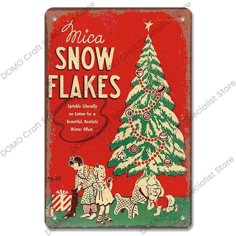 Christmas Tree Bells Santa Claus Poster Vintage Metal Tin Signs Merry Christmas Retro Metal Plate Cafe Bar Pub Home Wall Decor