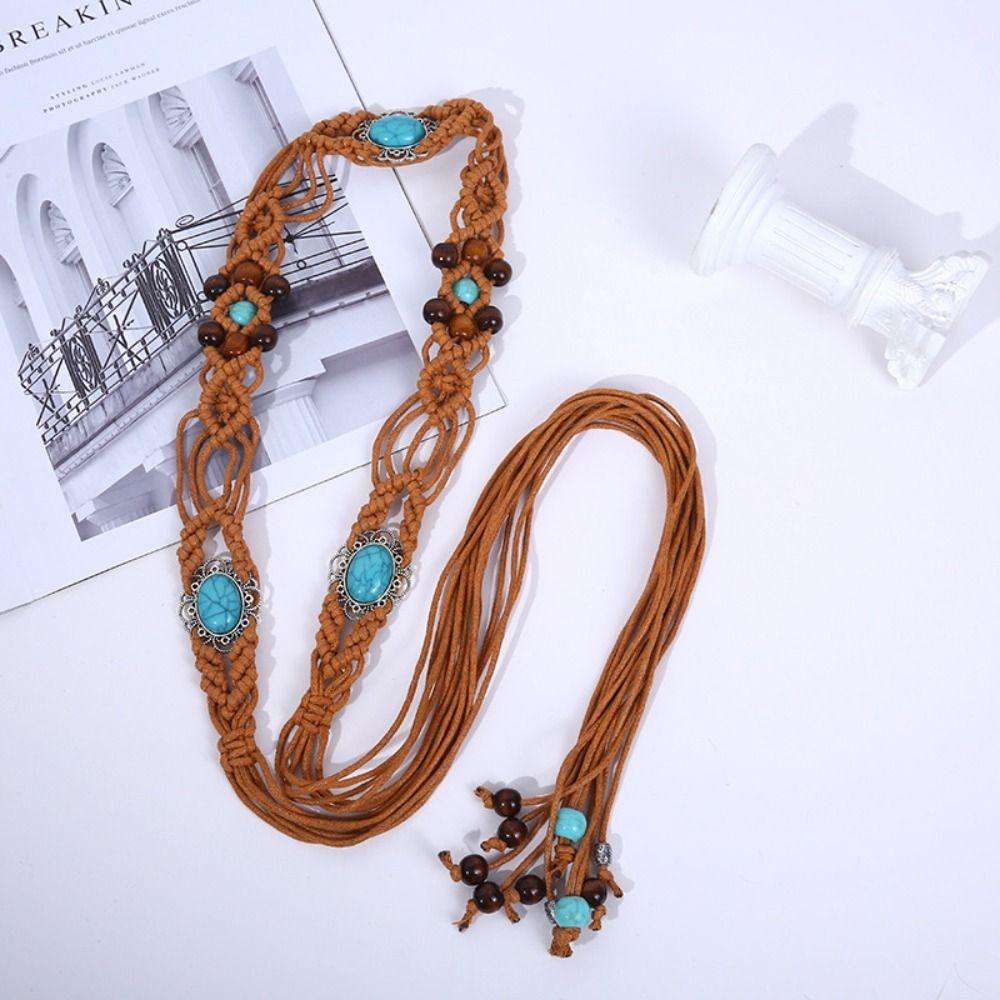 Versatile Woven Belt Ethnic Style Dress Chain Waist Dress Accessories Braided Waist Belt  Women